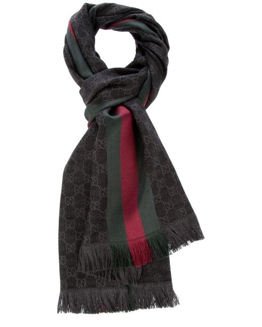 Gucci Wool Jacquard GG Supreme Scarf in Black for Men | Lyst