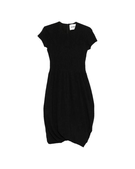 Jil Sander Black Textured Midi Dress
