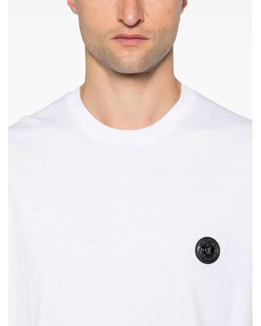 Just Cavalli White Logo Plaque Cotton Jersey Tee for men