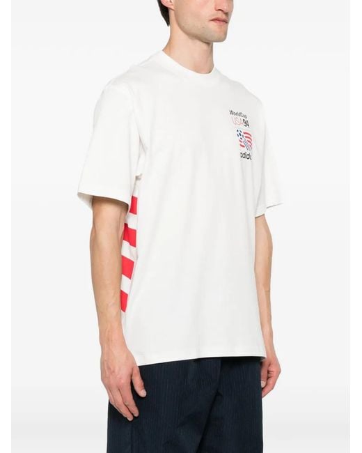 Adidas White Cotton T-Shirt for men