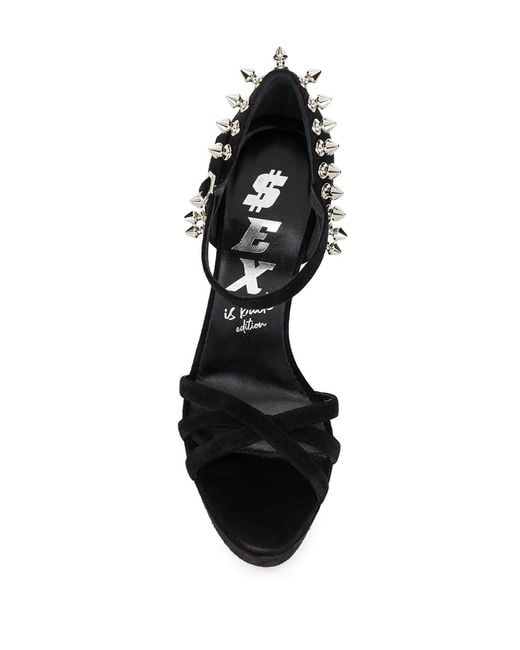 Philipp Plein Black Stud-Embellished Platform Sandals