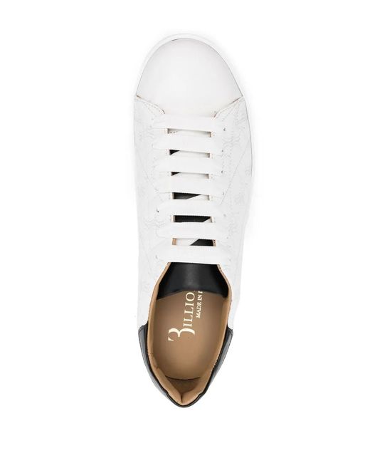 Billionaire White Quilted Leather Low-Top Sneakers for men