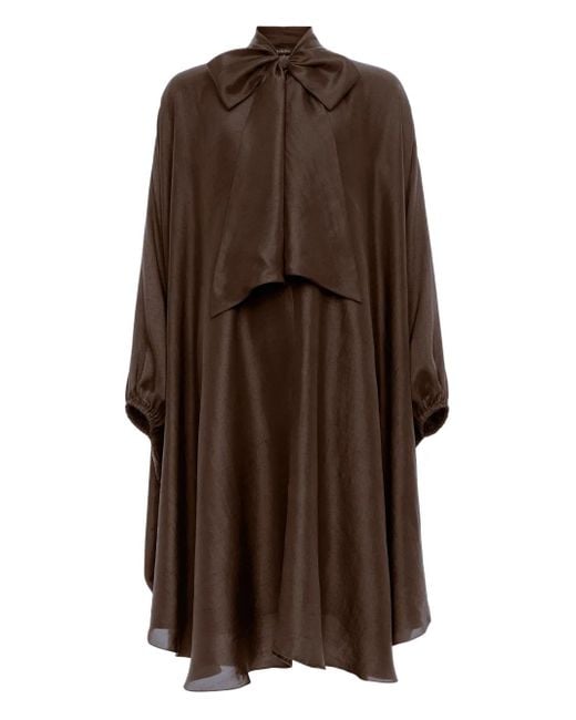Azeeza Brown Emlyn Bow-Neck Midi Dress