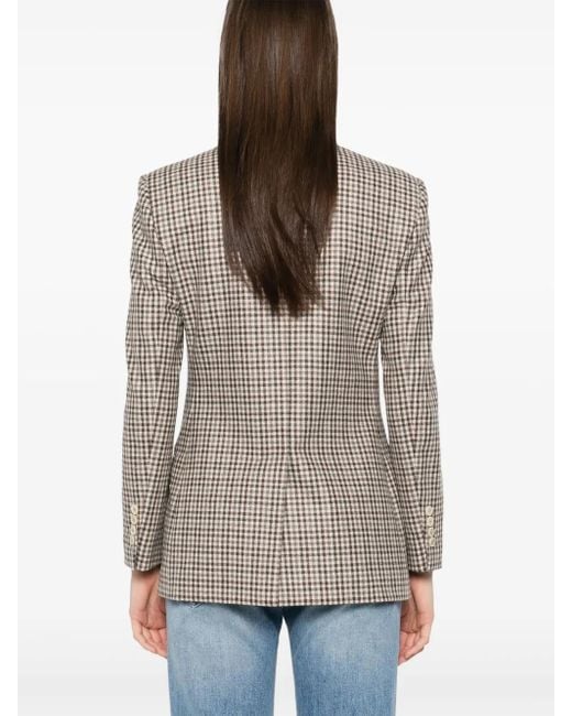 Brunello Cucinelli White Check Double-Breasted Blazer