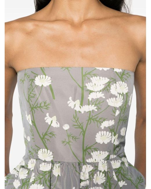 BERNADETTE Gray Schulterfreies Lena Kleid mit Blumen-Print