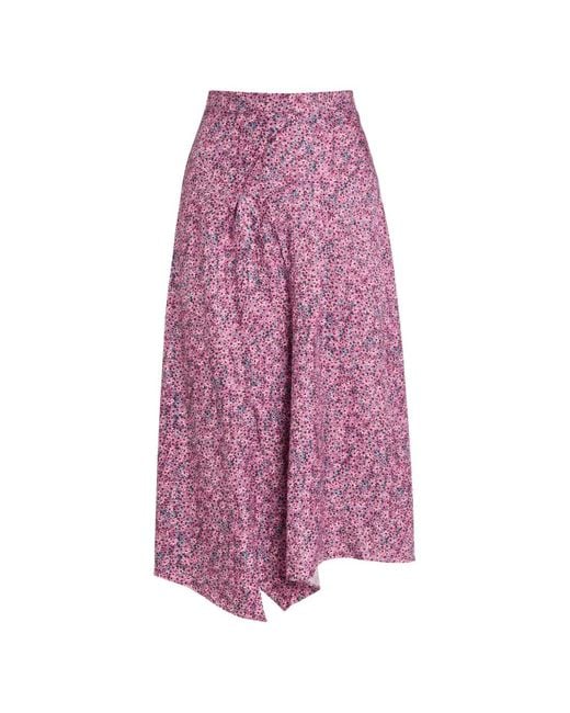 Isabel Marant Purple Cacia Floral-Print Woven Midi Skirt