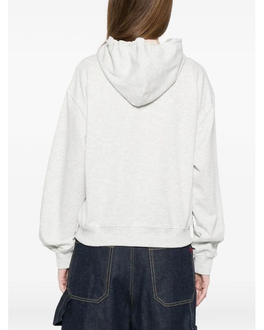 New Balance White Hoodie À Détail De Logo