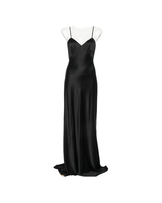 Max Mara Black Satin-Finish Back-Cutout Dress