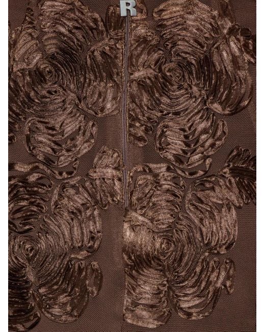 ROTATE BIRGER CHRISTENSEN Brown Rose-Embellished Pencil Midi Skirt