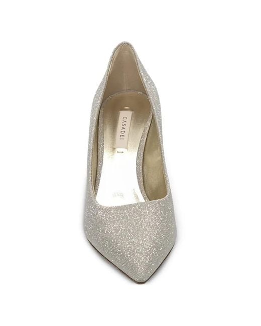 Casadei White Blade Glitter-Effect Heeled Pumps