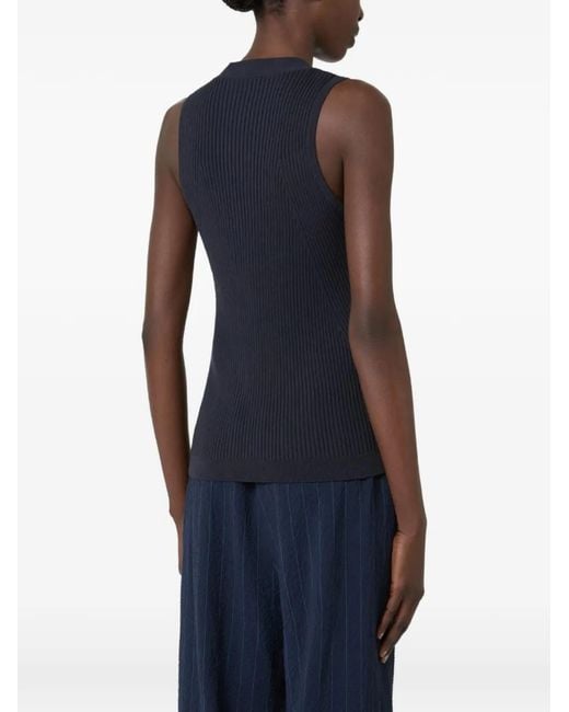 Max Mara Blue Cotton And Viscose Yarn Gilet