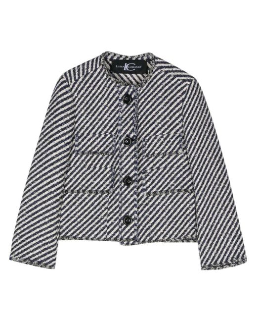 Luisa Cerano Striped Tweed Jacket Gray