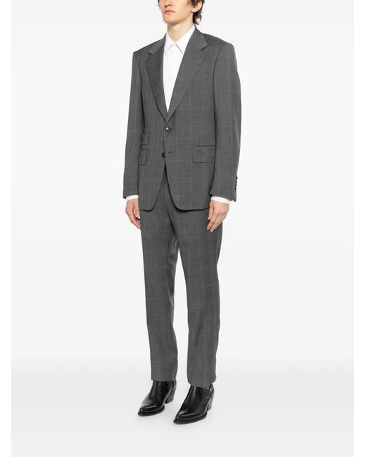 Tom Ford Gray Checked Suit for men