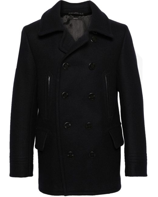 Manteau Melton à boutonnière croisée Tom Ford pour homme en coloris Black