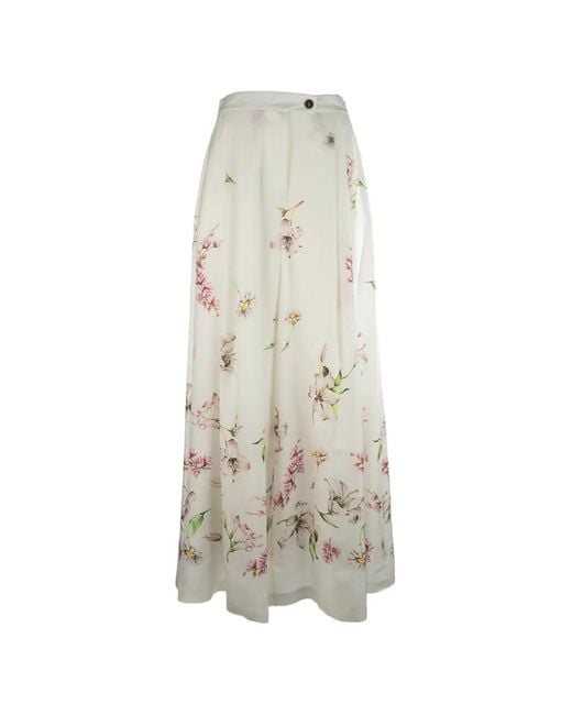 Co.Go White Floral-Detail Silk Trousers
