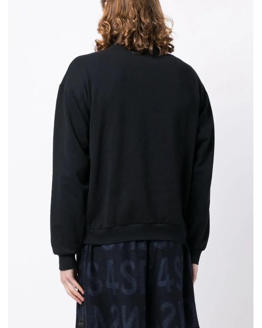 4SDESIGNS Black Utep-Print Cotton Sweatshirt for men