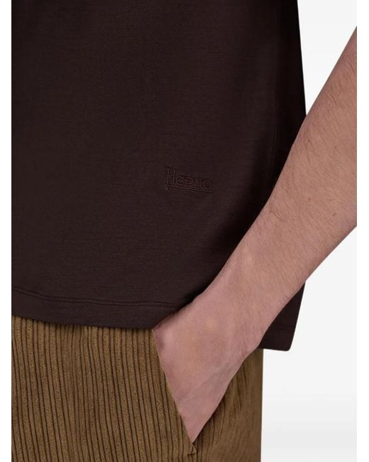 Herno Brown Wool Jersey T-Shirt for men