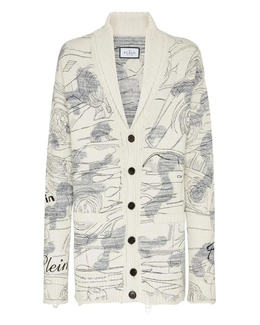 メンズ Philipp Plein Cars Racing カーディガン White