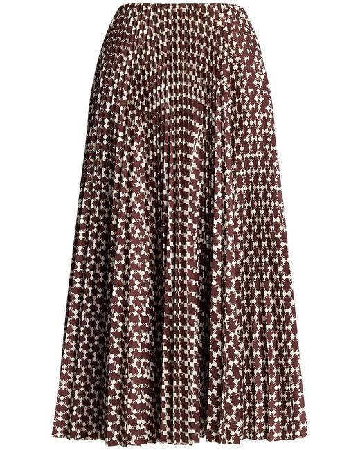Ralph Lauren Brown Abstract Pattern Midi-Skirt