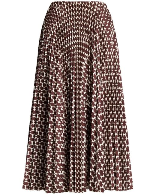 Ralph Lauren Brown Abstract Pattern Midi-Skirt