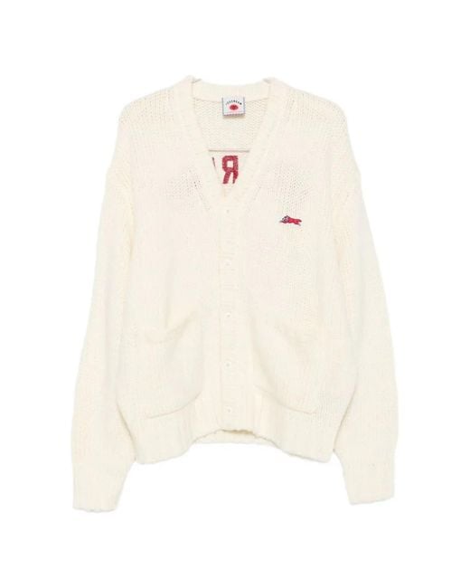 ICECREAM White College Chunky-Knit Logo-Patch Cardigan for men