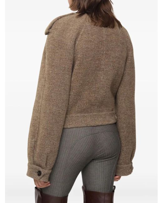 Burberry Brown Schulterfreie Jacke Mit Abnehmbarem Schal