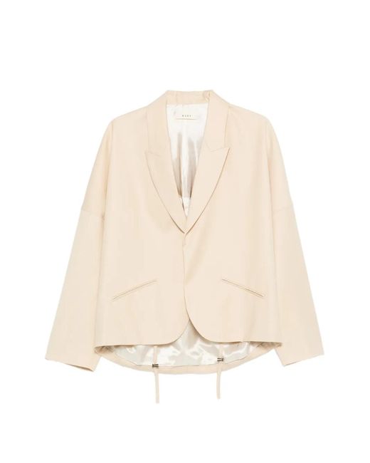 6397 Natural Drawstring-Detail Blazer