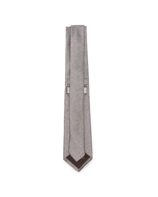 Canali White Diamond-Pattern Silk Tie for men