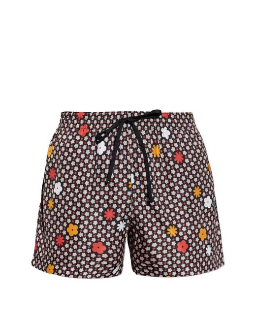 MM6 by Maison Margiela White Floral-Print Drawstring Swim Shorts for men