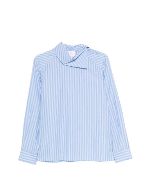 Trame Auree Blue Nina Striped Asymmetric-Collar Shirt