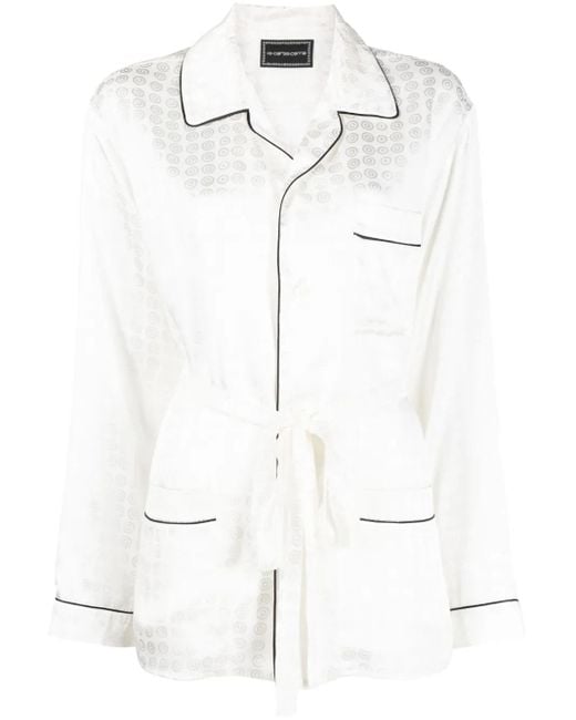 10 Corso Como White Circle-Motif Belted-Waist Shirt