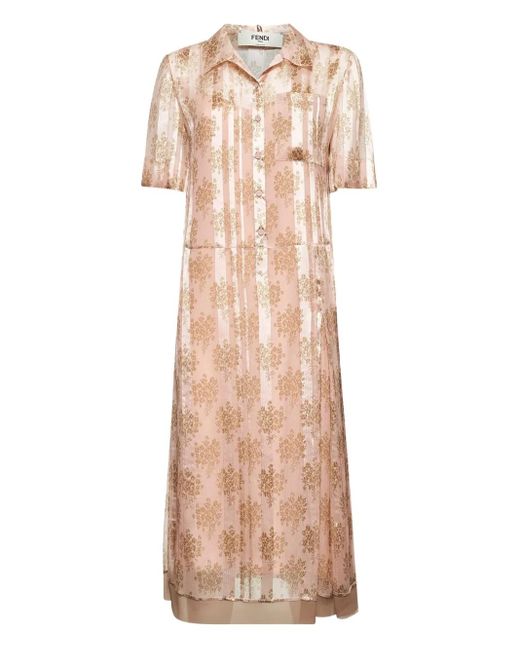 Fendi Blousejurk Met Bloemenprint in het Natural