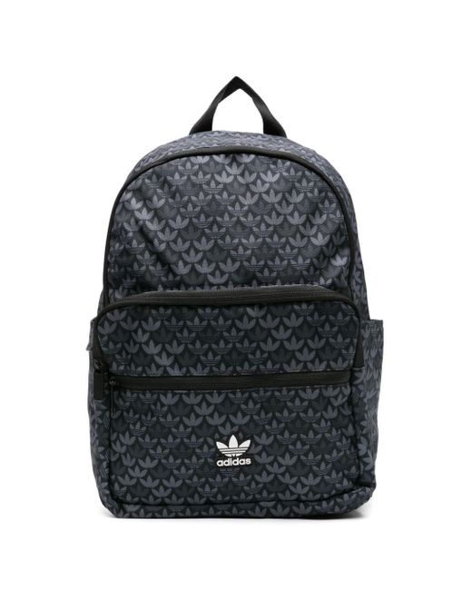 Adidas Gray Logo-patch Monogram-print Backpack for men
