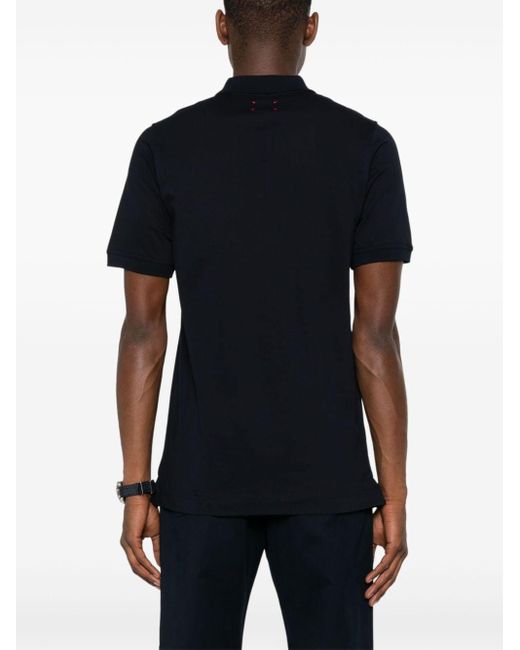Kiton Black Piqué-Weave Cotton Polo Shirt for men