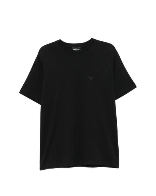 Emporio Armani Black T-Shirt À Logo Brodé for men
