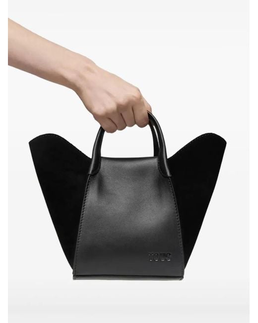 Tous Black Kleiner Tulip Tote Bag Aus Wildleder