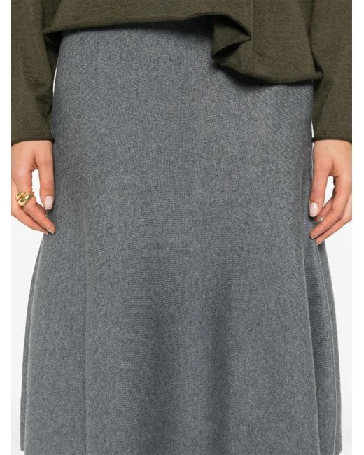Khaite Gray Odil Wool Midi Skirt