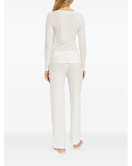 Emporio Armani White Logo-Detail Pajama Set