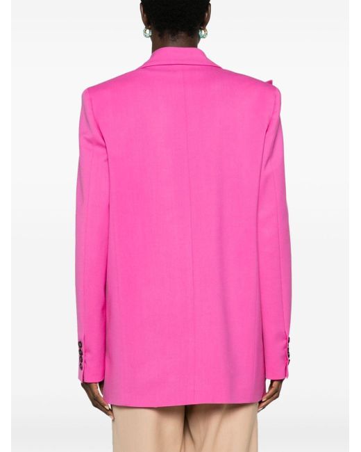 MSGM Pink Bow-detail Double-breasted Blazer