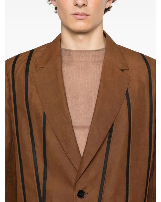 Feng Chen Wang Brown Stripe-Detail Blazer for men