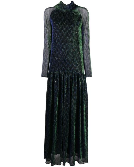 Talbot Runhof Black Lurex-Abendkleid Mit Stehkragen