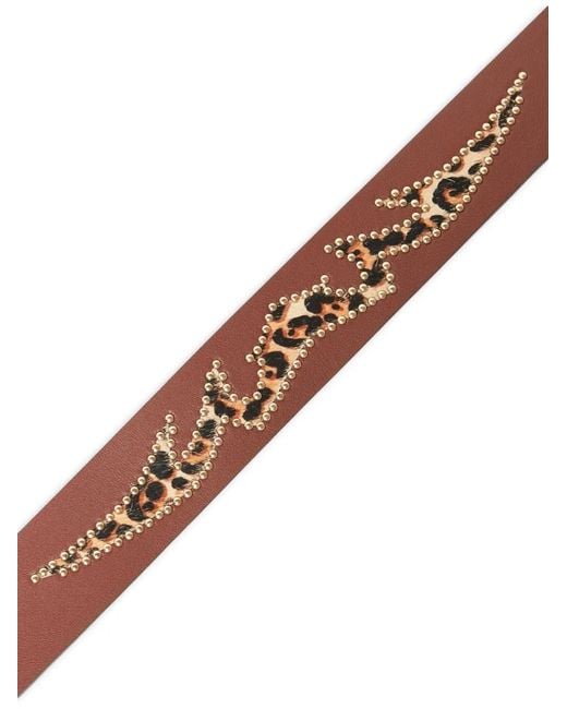 GUAPI Brown Emblem Leopard-Print Belt for men