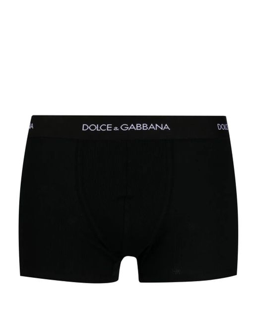 Dolce & Gabbana Black Logo-Waist Cotton Boxers for men