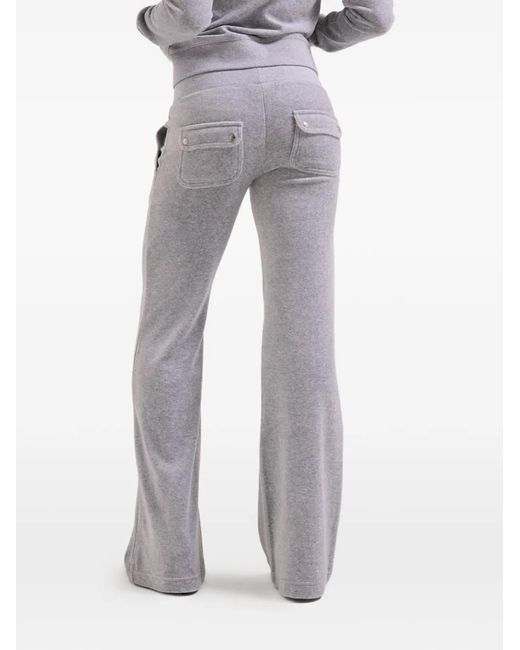 Juicy Couture Gray Low-Rise Cotton-Velour Track Pants