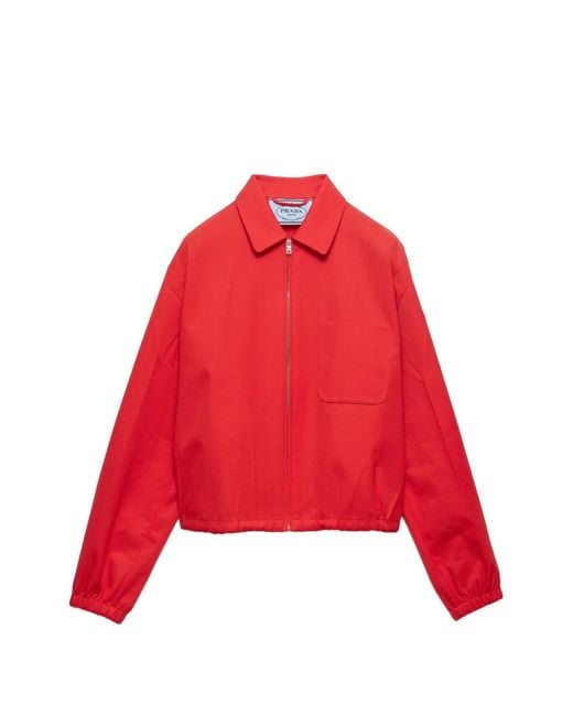 Prada Red Gabardine Blouson Jacket
