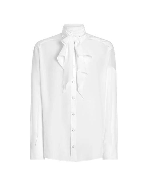 Dolce & Gabbana White Crêpe De Chine Silk Shirt for men