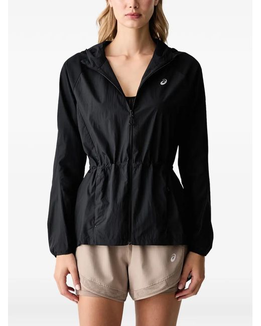 Asics Black Drawstring-Waist Hooded Jacket
