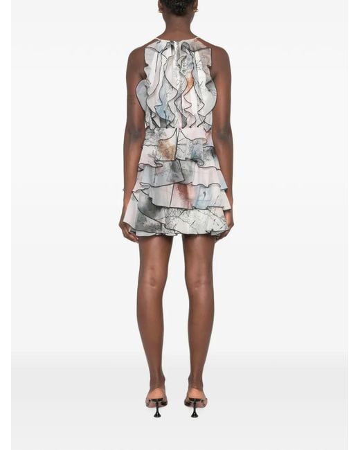 Aje. White Cleo Ruffled Mini Dress