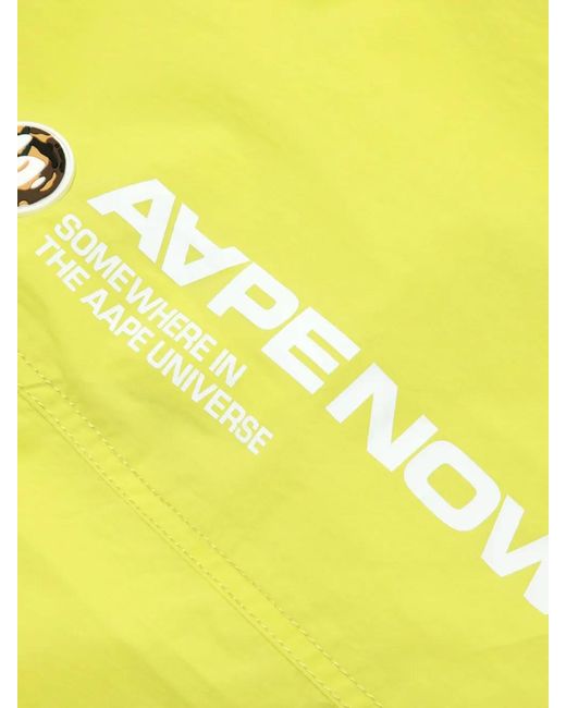 Aape By A Bathing Ape Yellow Logo-Print Elasticated Shorts for men