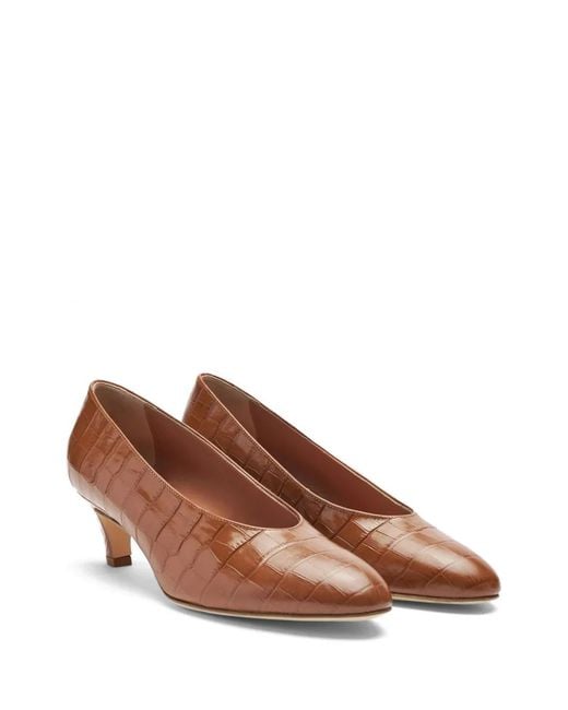 Scarosso Brown Deva 50Mm Crocodile-Effect Pumps